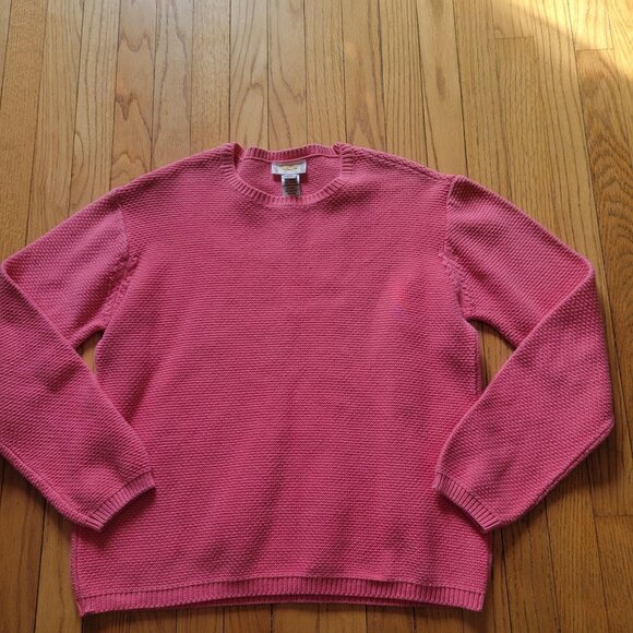 Talbots Womens Pink Knit Sweater XL 100% Cotton Crewneck Casual Pullover - Picture 4 of 6